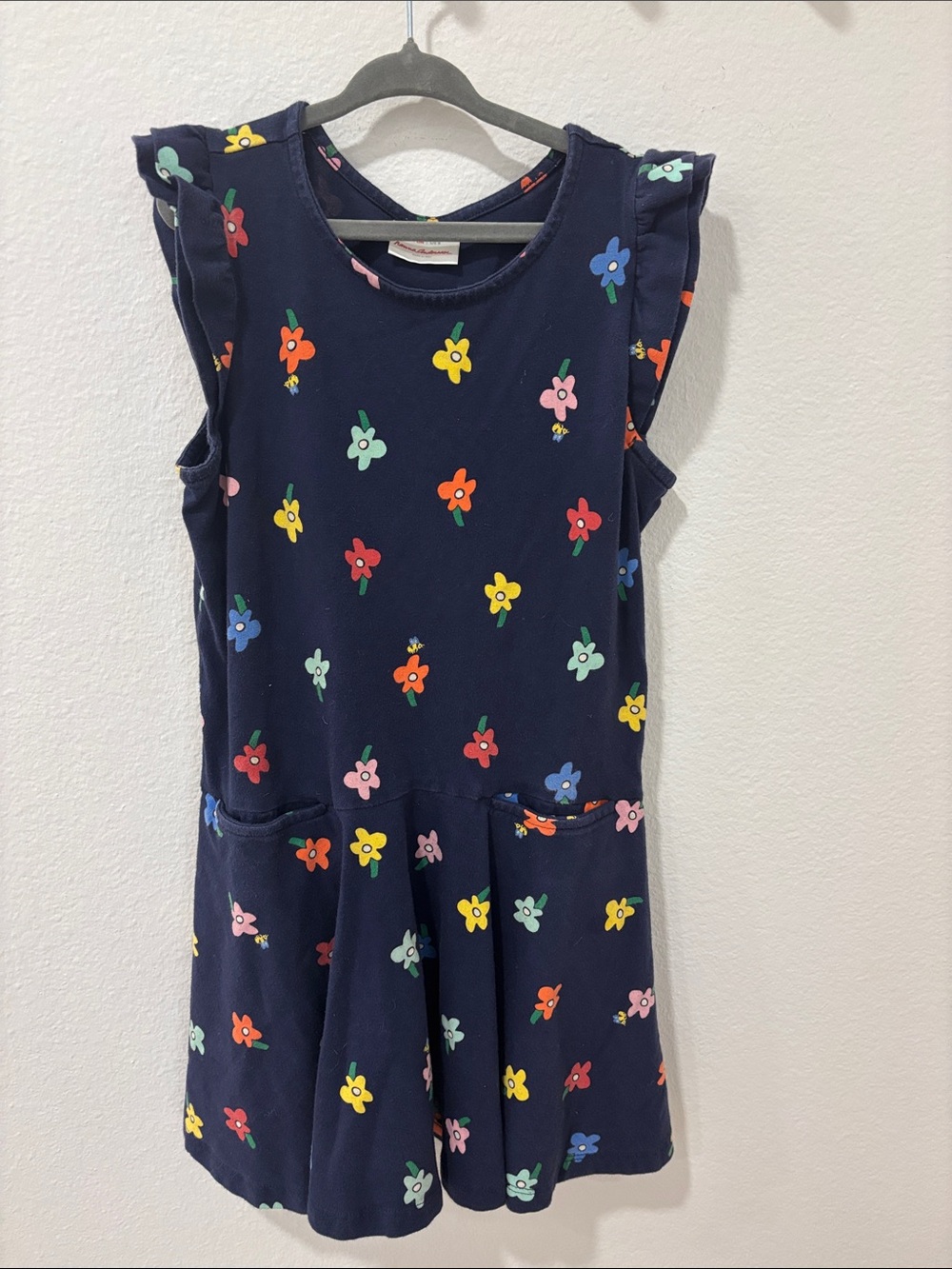 Hanna Andersson Navy Floral Ruffle Pocket Dress